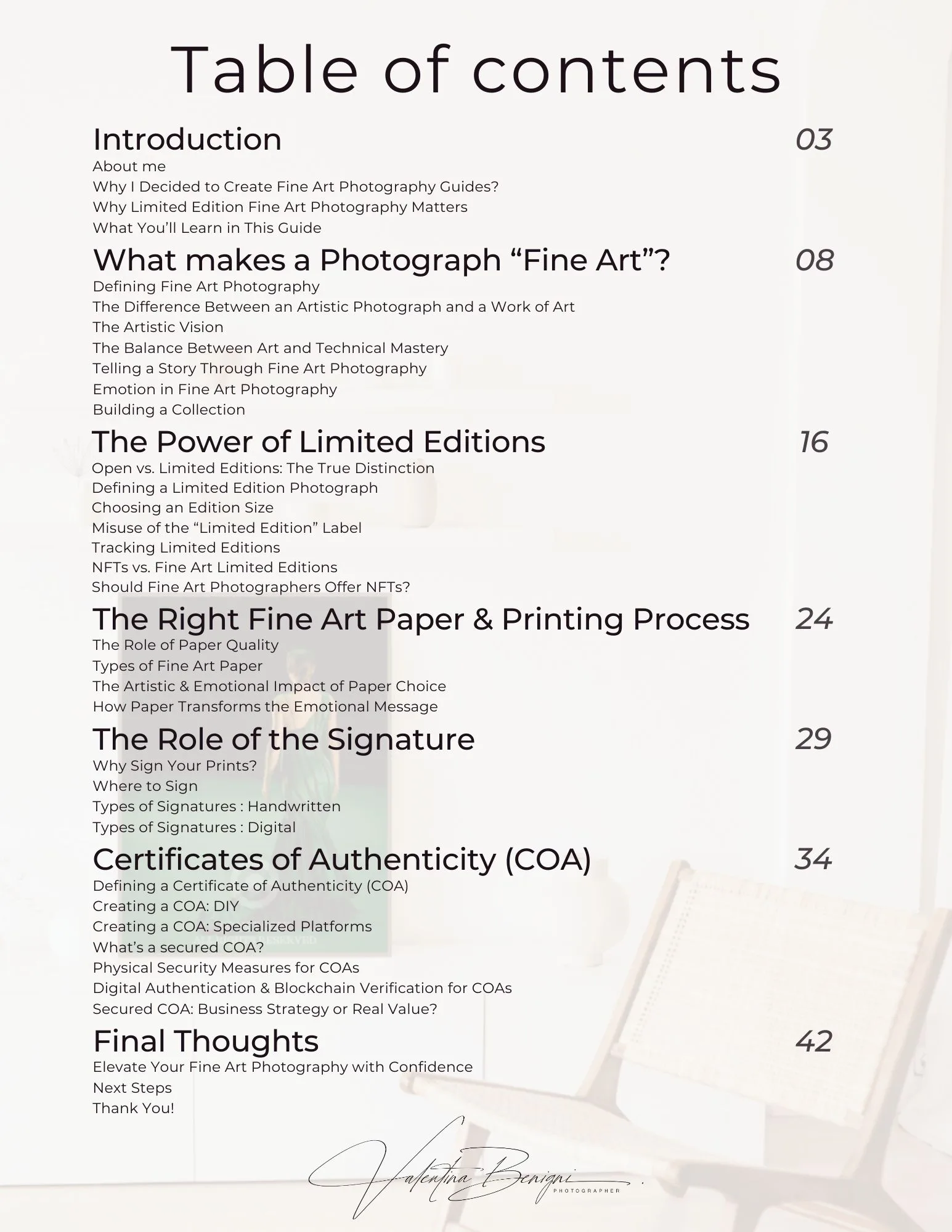 ENG 1 Mastering Limited Edition Fine Art Photography - VOL 1 table