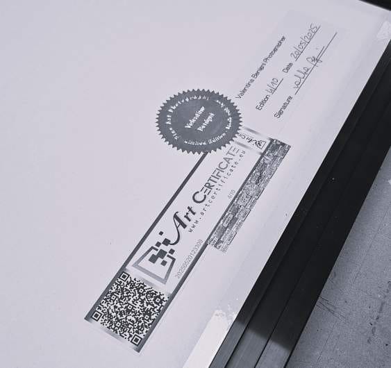 certificat photo édition limitée - Valentina Benigni
